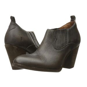 Frye Ilana Shootie Smoke Washed Oiled Leather Vintage Heeled Western Boots